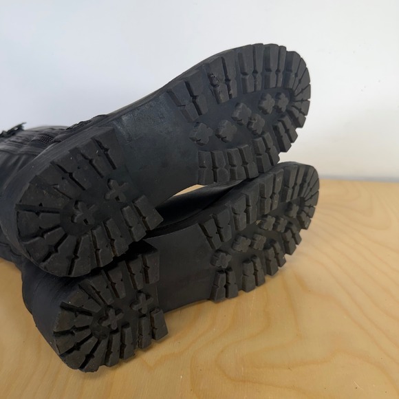 Volatile Leather Riding Boots Knee High Lug Sole‎ Zipper Buckle Tassel Black - Picture 7 of 14